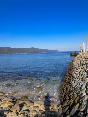 まあるい石と海